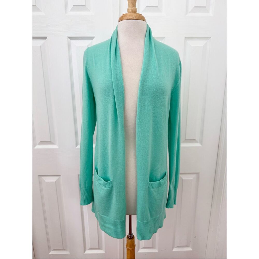 Golden Goat Gordana Sea Green Knitted Cashmere Open Front Cardigan Sweater Small